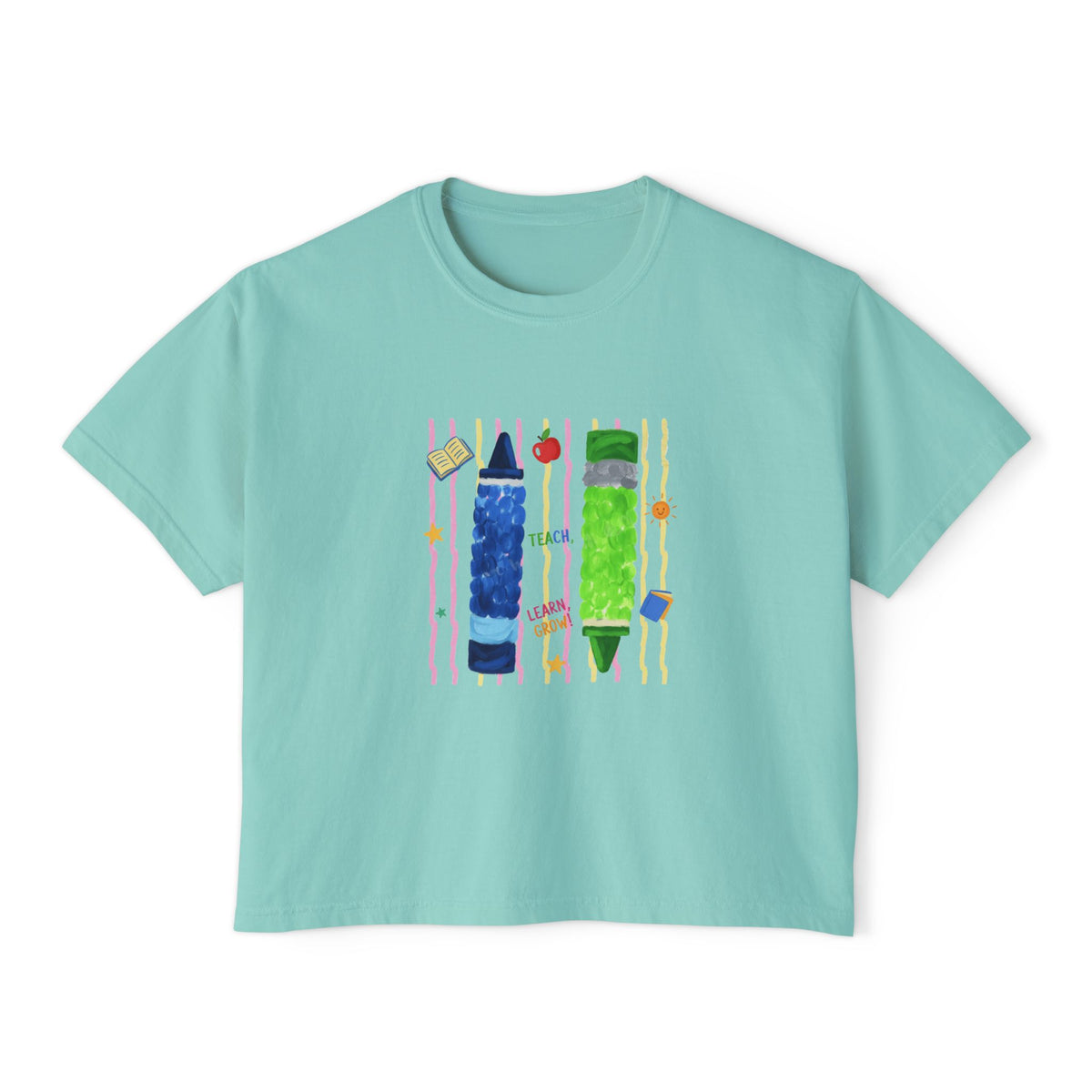 Boxy Tee — Colorful Markers Art Print Women's Cropped T‑Shirt