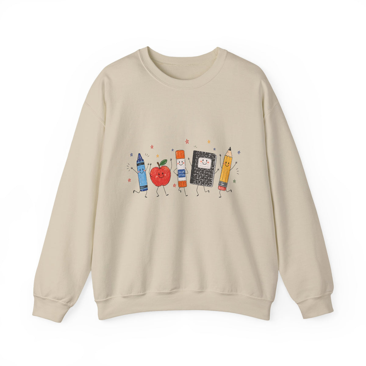 Teacher Supplies Crewneck — Cute School Supplies Graphic Sweatshirt