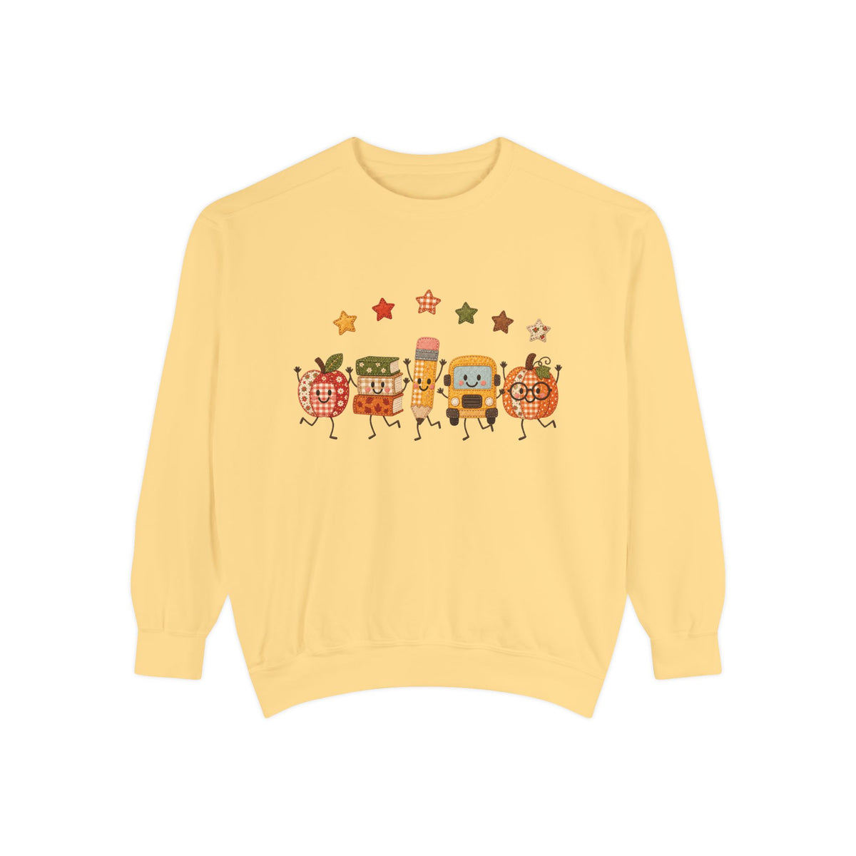 Cute Fall Teacher Characters and Stars Crewneck