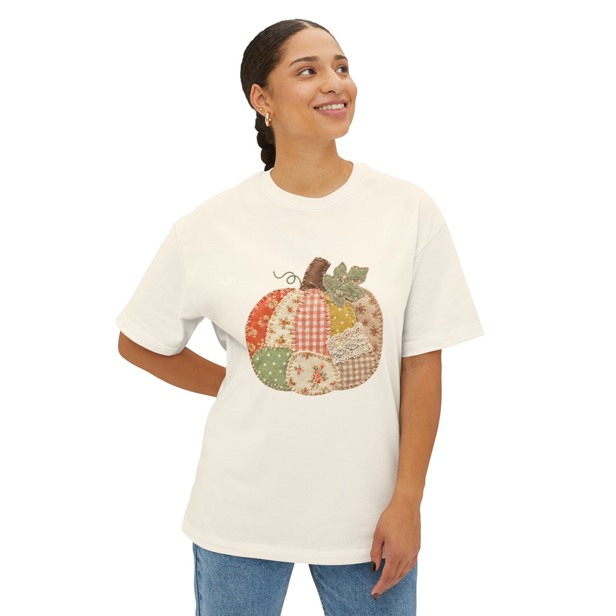 Patchwork Pumpkin Fall Graphic T-Shirt