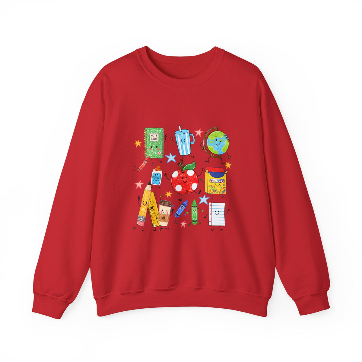 Teacher Crewneck Sweatshirt – Cute School Supplies Graphic