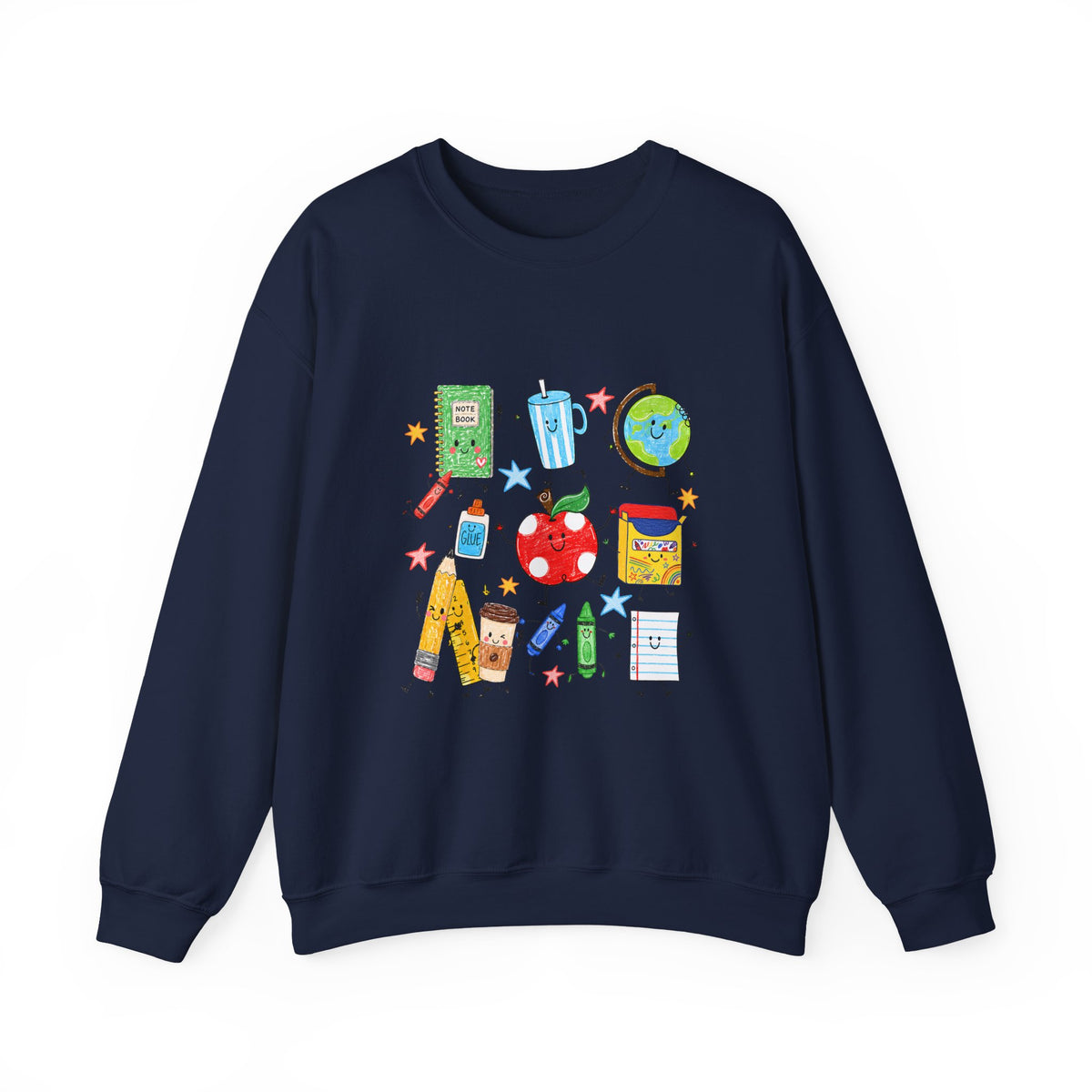 Teacher Crewneck Sweatshirt – Cute School Supplies Graphic