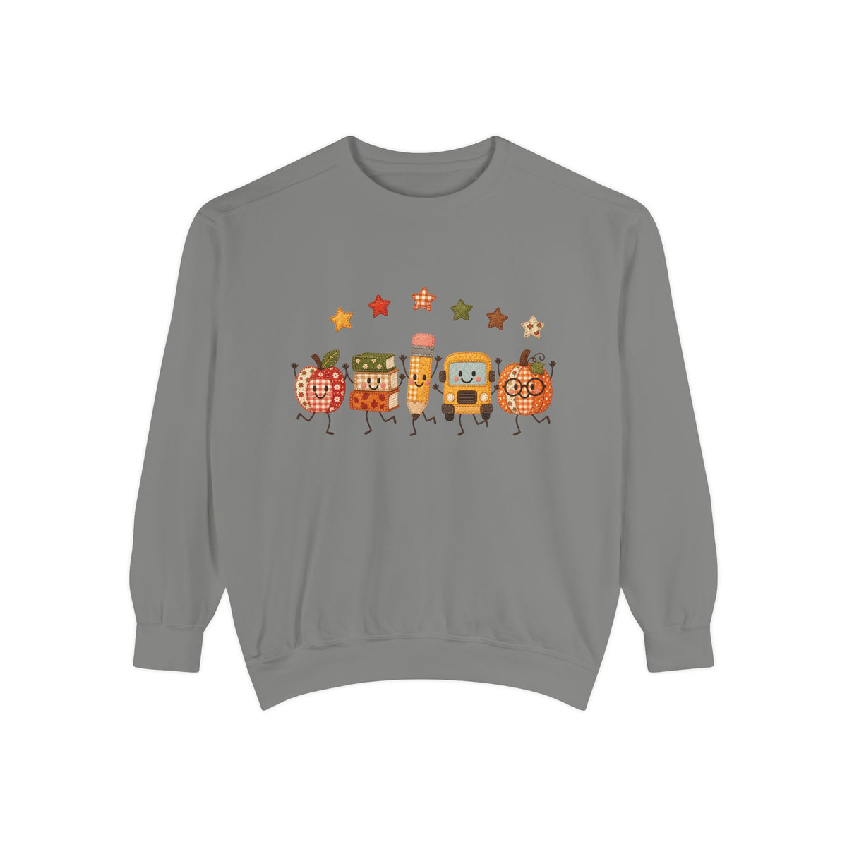 Cute Fall Teacher Characters and Stars Crewneck