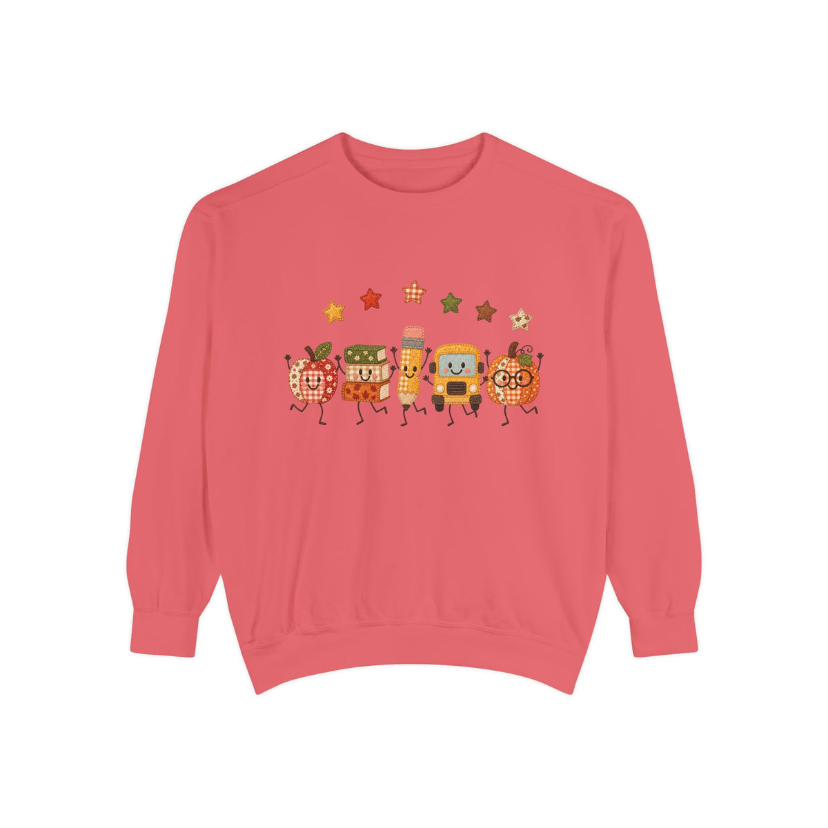 Cute Fall Teacher Characters and Stars Crewneck