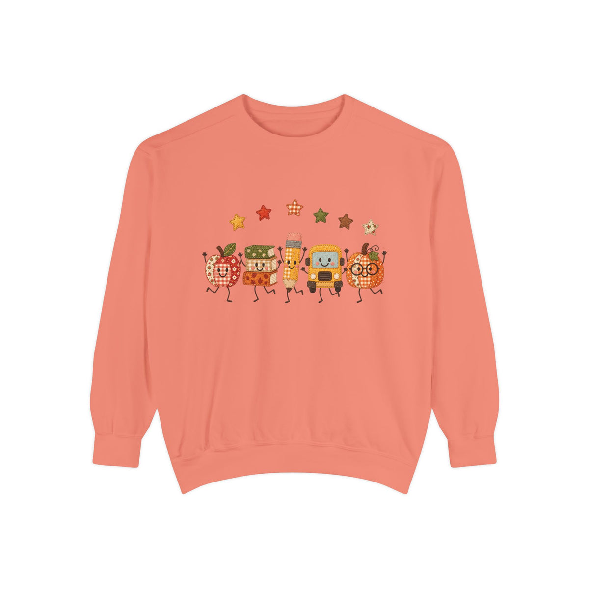 Cute Fall Teacher Characters and Stars Crewneck