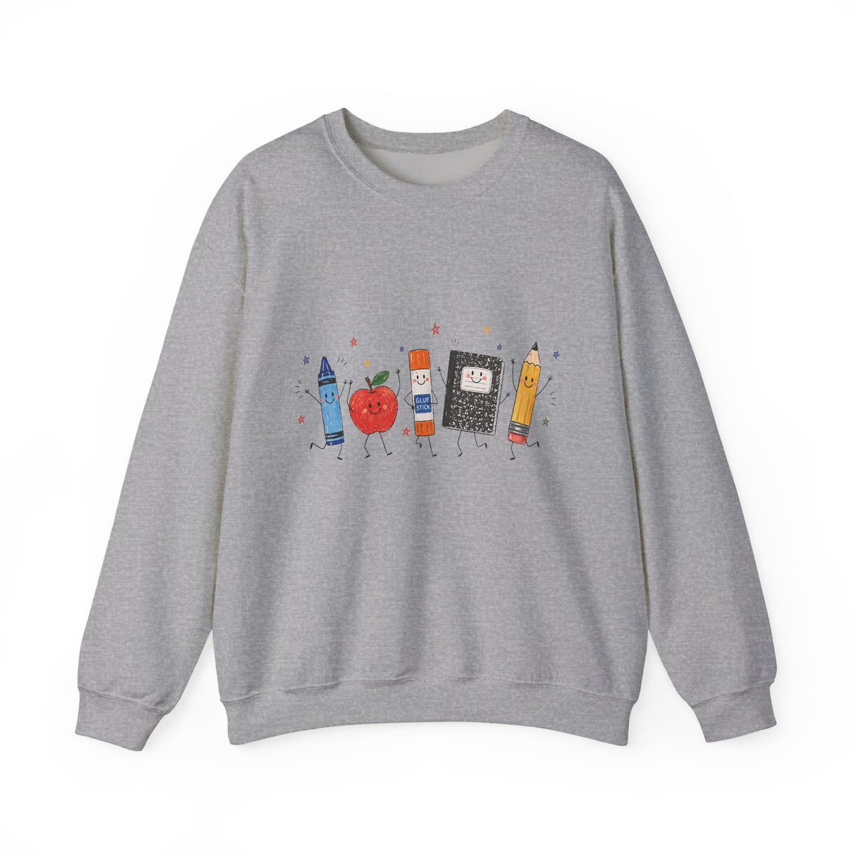 Teacher Supplies Crewneck — Cute School Supplies Graphic Sweatshirt