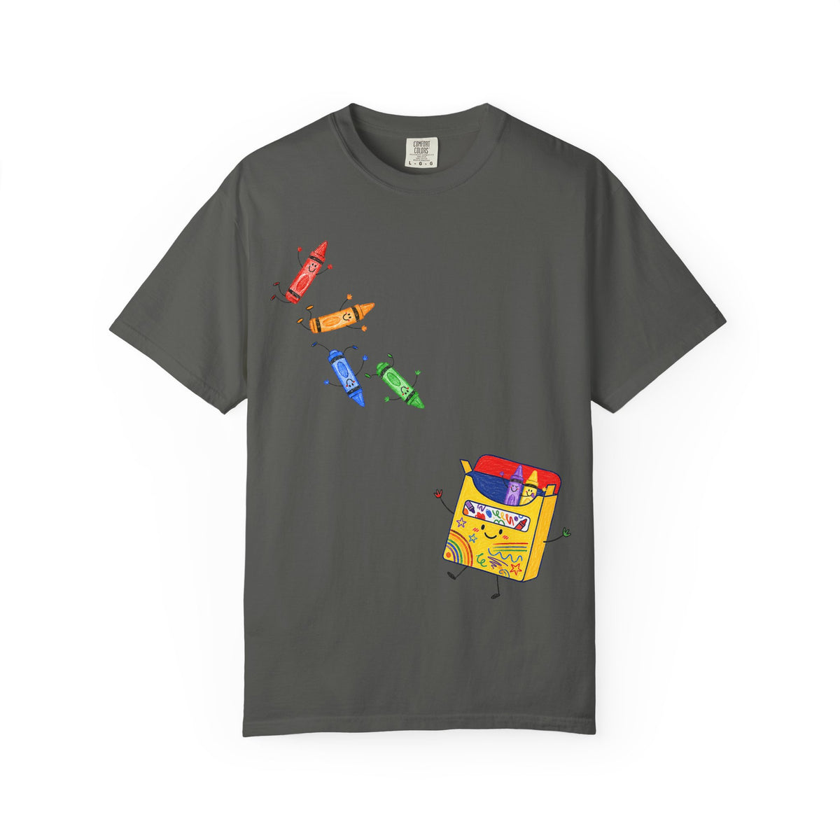 Teacher Crayon Box T-Shirt — Cute Retro Crayon Cartoon Tee