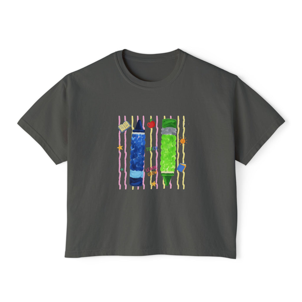 Boxy Tee — Colorful Markers Art Print Women's Cropped T‑Shirt